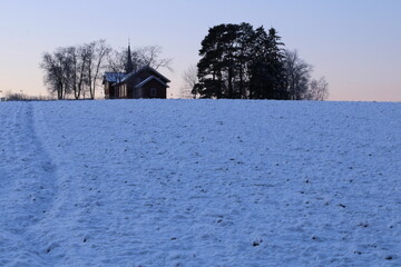 snow covered house