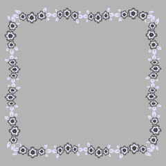 Frame of flowers on a square background stylized flowers and leaves - graphics. Scarf, tile, square