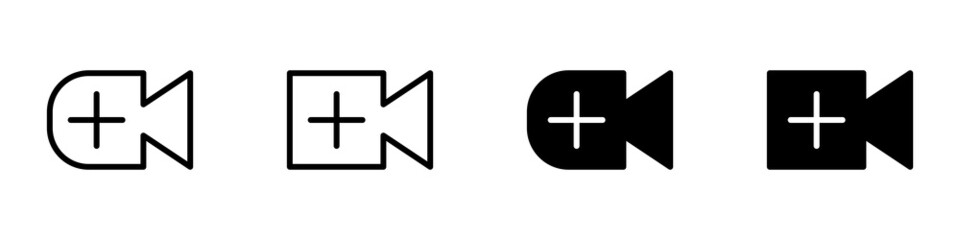 Fototapeta premium Conjunto de icono de subir video. Concepto de cargar video a una página web o aplicación. Ilustración vectorial