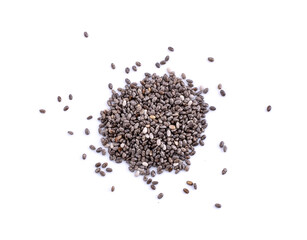 Chia seeds isolated with white background.