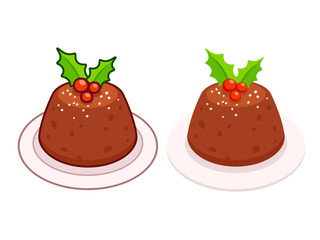 Christmas pudding cartoon illustration.