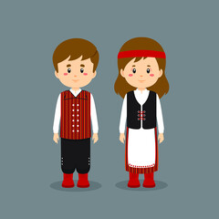 Naklejka premium Couple Character Wearing Finland National Dress