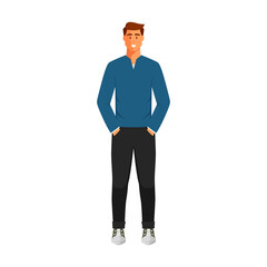 Hombre, dibujo animado. Persona de género masculino. Cuerpo humano entero. Ilustración vectorial