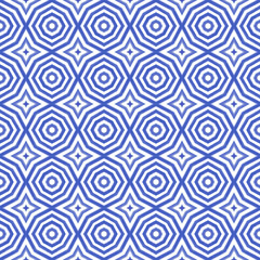 Mosaic seamless pattern. Indigo symmetrical