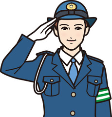 敬礼する女性警察官