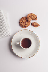 cup of hot cocoa with cookies. Breakfast concept
