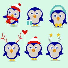 christmas cartoon penguin character