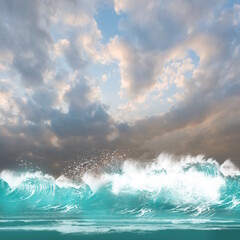 海岸 打ち寄せる波 波打ち際 空 雲 夕日