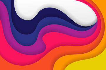 Abstract colorful wavy background papercut style. - Vector.