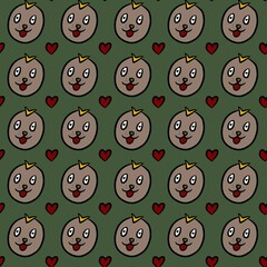 seamless pattern of cute monster cartoon