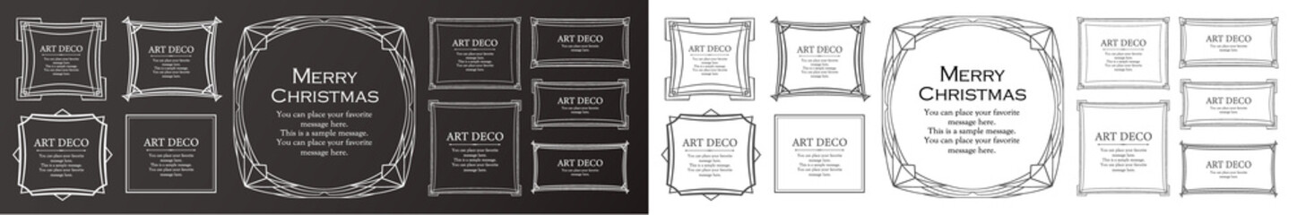 クリスマスをイメージしたフレームデザインのセット。アンティーク。ビンテージ。エレガント	
