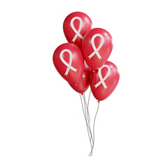 3D icon balloons with aids and cancer logo isolated on white background. 3d render illustration