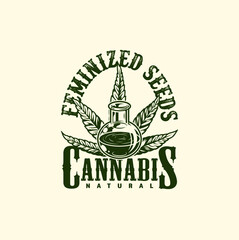 Vintage cannabis flower label template Free Vectors