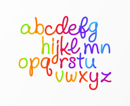 Rainbow gradient alphabet. Colorful vector typography. Modern creativity script font for creative logo, typography poster and other.