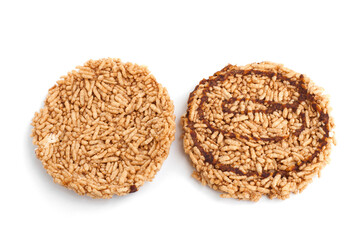 Thai rice cracker isolated on white background.