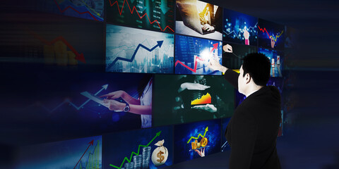 Man doing social network service in metaverse