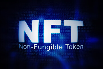 Non fungible token text with code binary