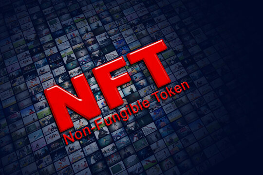 Non fungible token text with many images