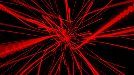red abstract rays. movement of abstract lines