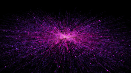 pink cloud of particles on a black background. abstract galaxy 