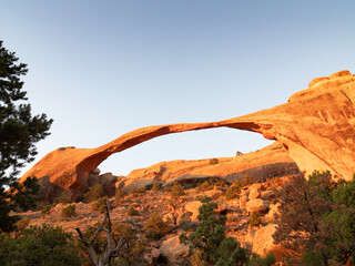 Low Angle View of Landscape Arch in Arches National Park, Utah