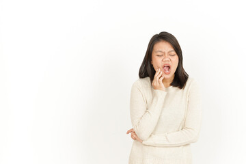 Toothache of Beautiful Asian Woman Isolated On White Background