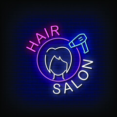 Hair Salon Neon Signs Style Text Vector