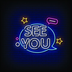 See You Neon Signs Style Text Vector