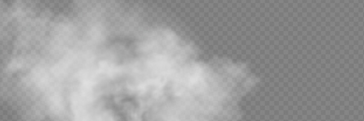 Transparent special effect stands out with fog or smoke. White cloud vector, fog or smog.