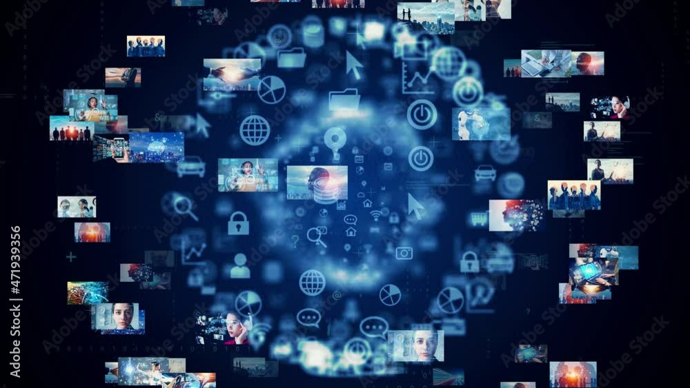 Poster AI (Artificial Intelligence) concept. Communication network. Image analysis.