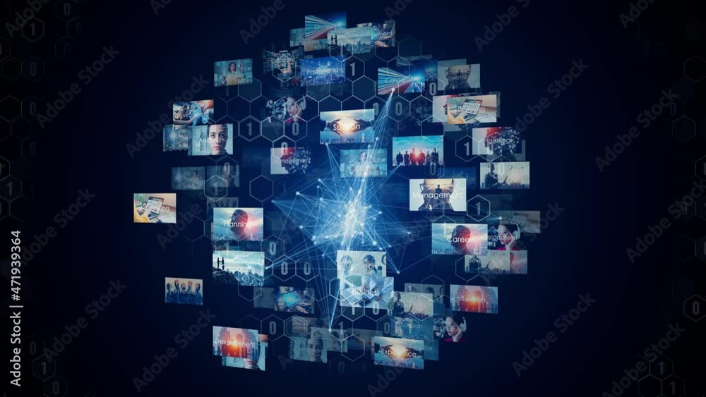 Poster AI (Artificial Intelligence) concept. Communication network. Image analysis.