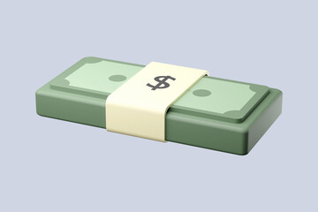 3D icon dollar with grey background. 3d render illustration