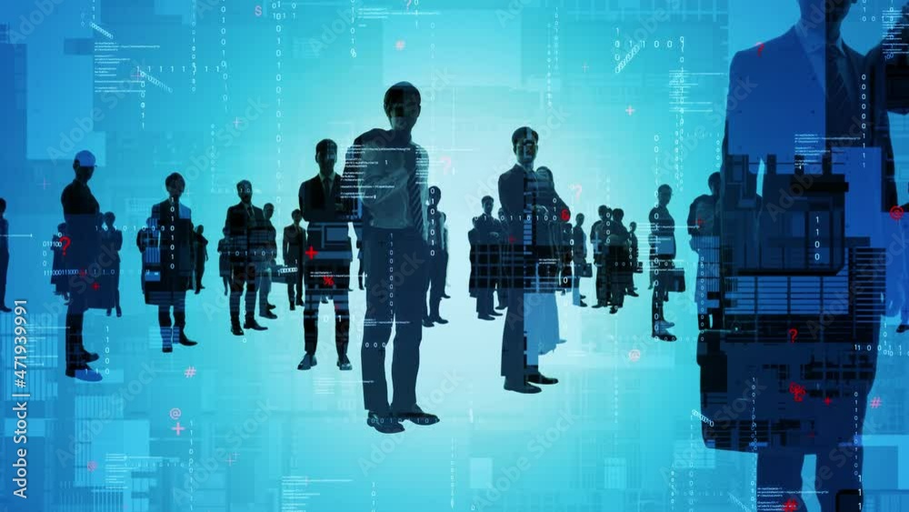 Aufkleber Silhouette of multinational people and communication network concept. Human resources. Technology of business.