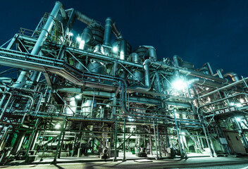 Chemical industrial Factory by night.