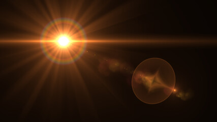 lens flare, Abstract Natural Sun flare on the black background, flare light transition, effects sunlight