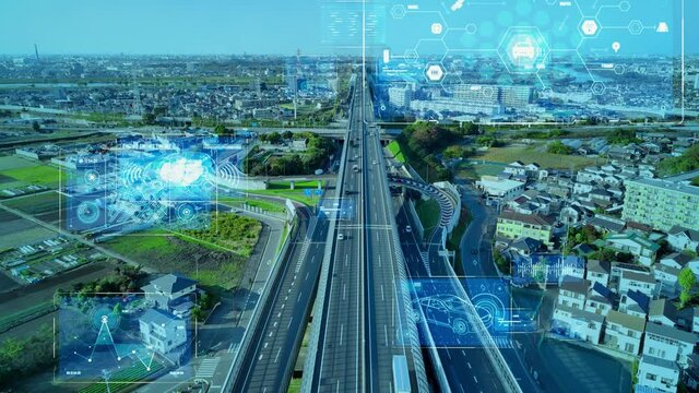 Transportation and technology concept. ITS (Intelligent Transport Systems). Mobility as a service.