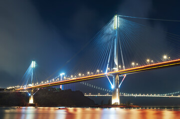 Fototapeta na wymiar Ting Kau Bridge and Tsing Ma Bridge in Hong Kong