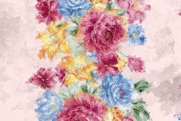 Beautiful oil painting flower bouquet illustration