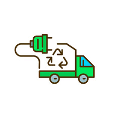 Green energy electric truck. Pixel perfect, editable stroke colorful icon