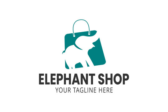 Elephant Shop Logo Vector
