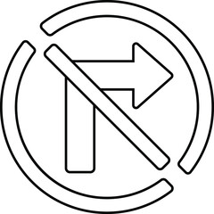 the illustration of no right turn vector sign or symbol.