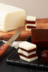 Traditional Brazilian dessert goiabada with cheese .