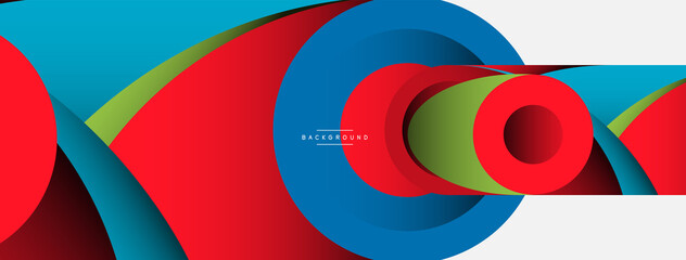 Fototapeta premium Abstract background. Minimal geometric circles and round style shapes with deep shadow effects. Trendy technology business template for wallpaper banner or background