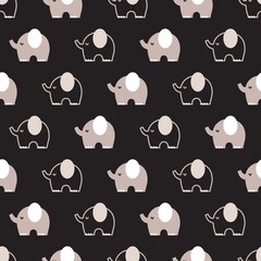 Happy Cute Young Elephant Animal Vector Graphic Seamless Pattern