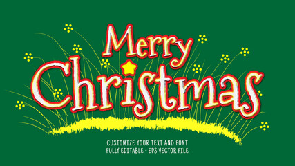 Christmas Happy New Year Flower Grass Green Background Editable Text Effect