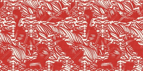 Seamless two tone hand drawn brushed effect pattern border swatch. High quality illustration. Collage of minimal drawings arranged in a seamless pattern with fabric texture overlay. Rough scribble.