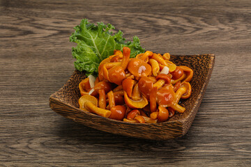 Marinated mushroom - honey agaric in the bowl