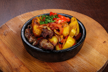 Georgian traditional cuisine - meat with potato