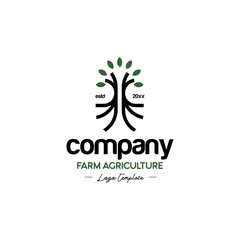 farm tree and leaves logo icon vector template