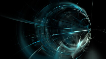 Fototapeta premium 3d subway communication tunnel, high-speed tunnel turn. Fantastic round subway tunnel speed concept electric train modern railway. Metro